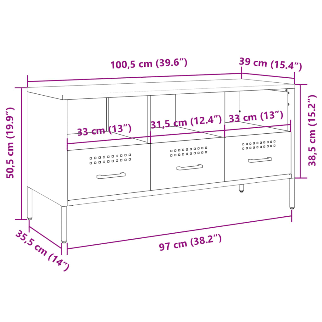 vidaXL TV-Schrank Rosa 100,5x39x50,5 cm Stahl