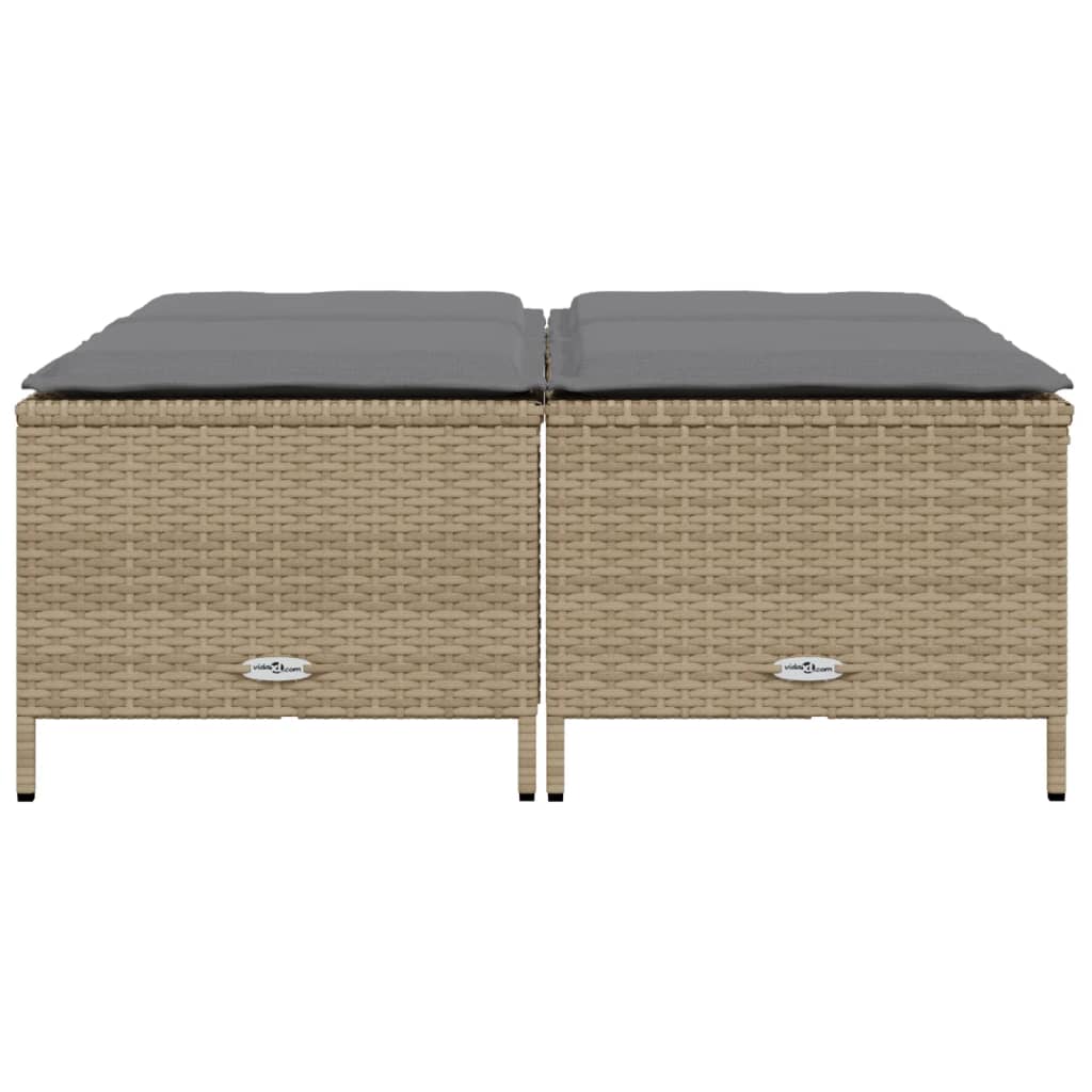 vidaXL Gartenhocker mit Kissen 4 Stk. Beige Poly Rattan