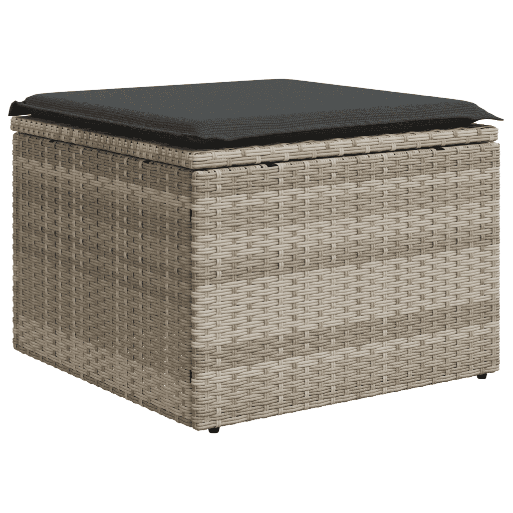 vidaXL 12-tlg. Garten-Sofagarnitur mit Kissen Hellgrau Poly Rattan