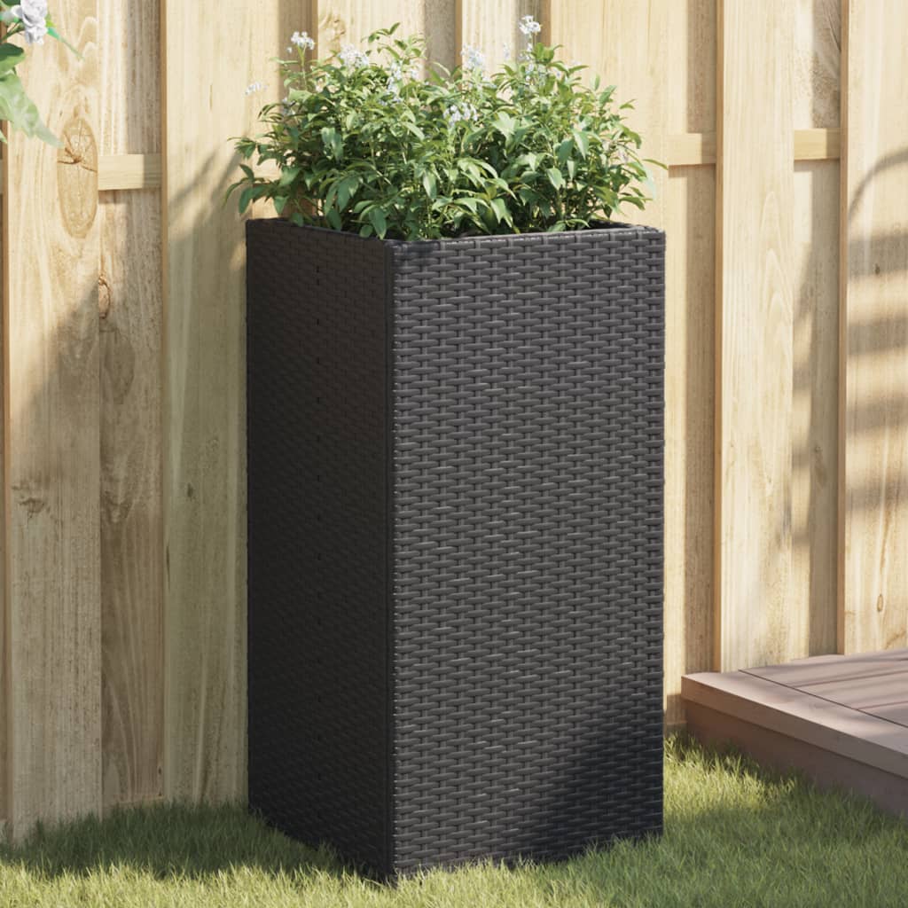 vidaXL Pflanzkübel 2 Stk. Schwarz 40x40x80 cm Poly Rattan