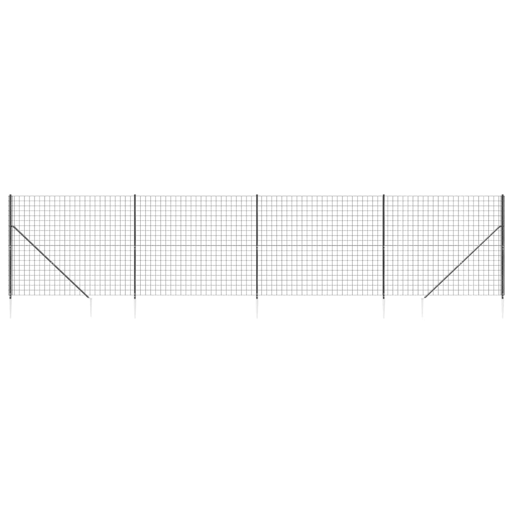 vidaXL Maschendrahtzaun mit Bodenhülsen Anthrazit 1,4x10 m