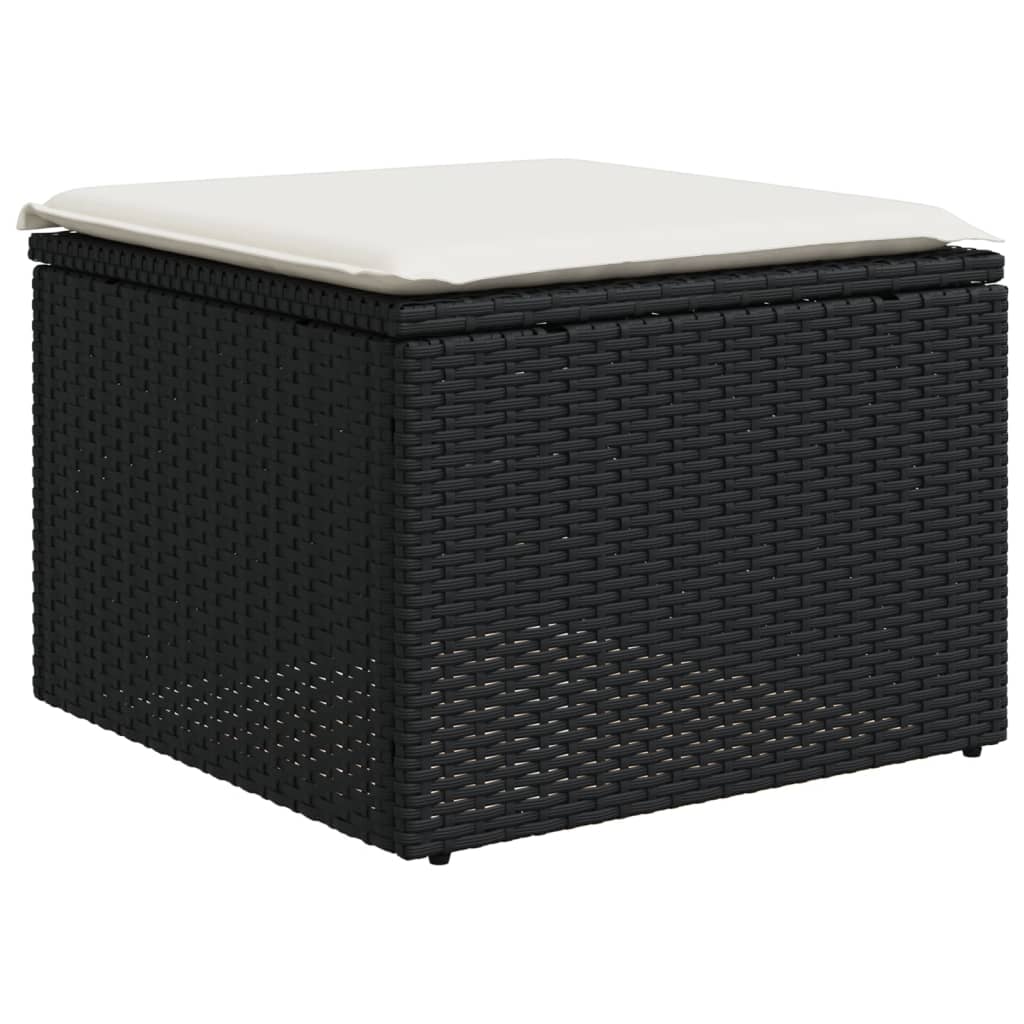 vidaXL 7-tlg. Garten-Sofagarnitur mit Kissen Schwarz Poly Rattan