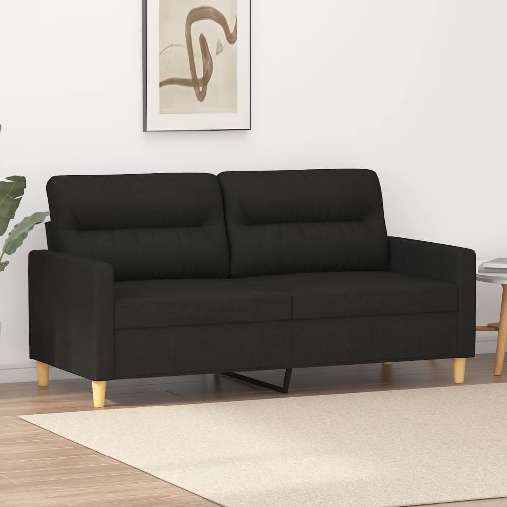 vidaXL 2-Sitzer-Sofa Schwarz 140 cm Stoff