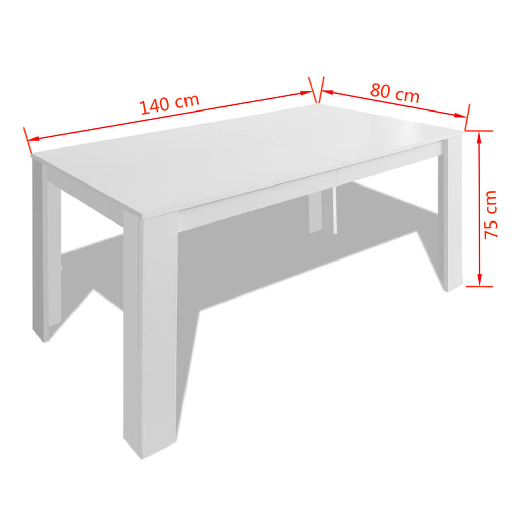 vidaXL Esstisch 140x80x75 cm Weiß