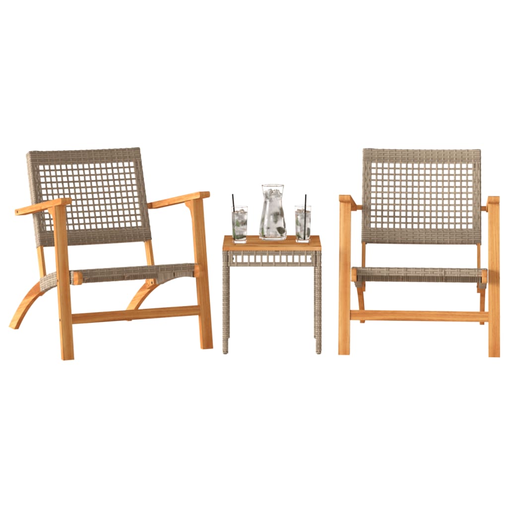 vidaXL 3-tlg. Bistro-Set Beige Poly Rattan und Massivholz Akazie