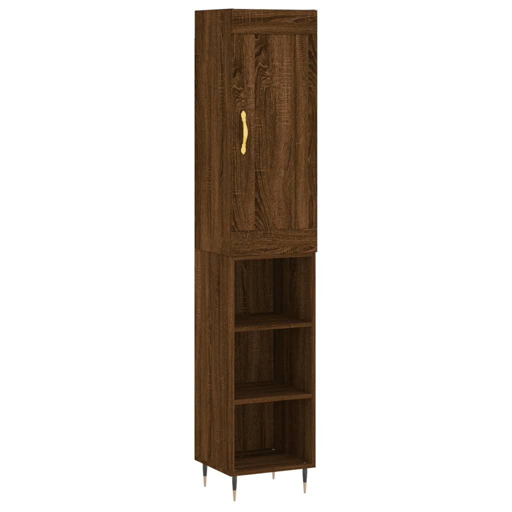 vidaXL Highboard Braun Eichen-Optik 34,5x34x180 cm Holzwerkstoff