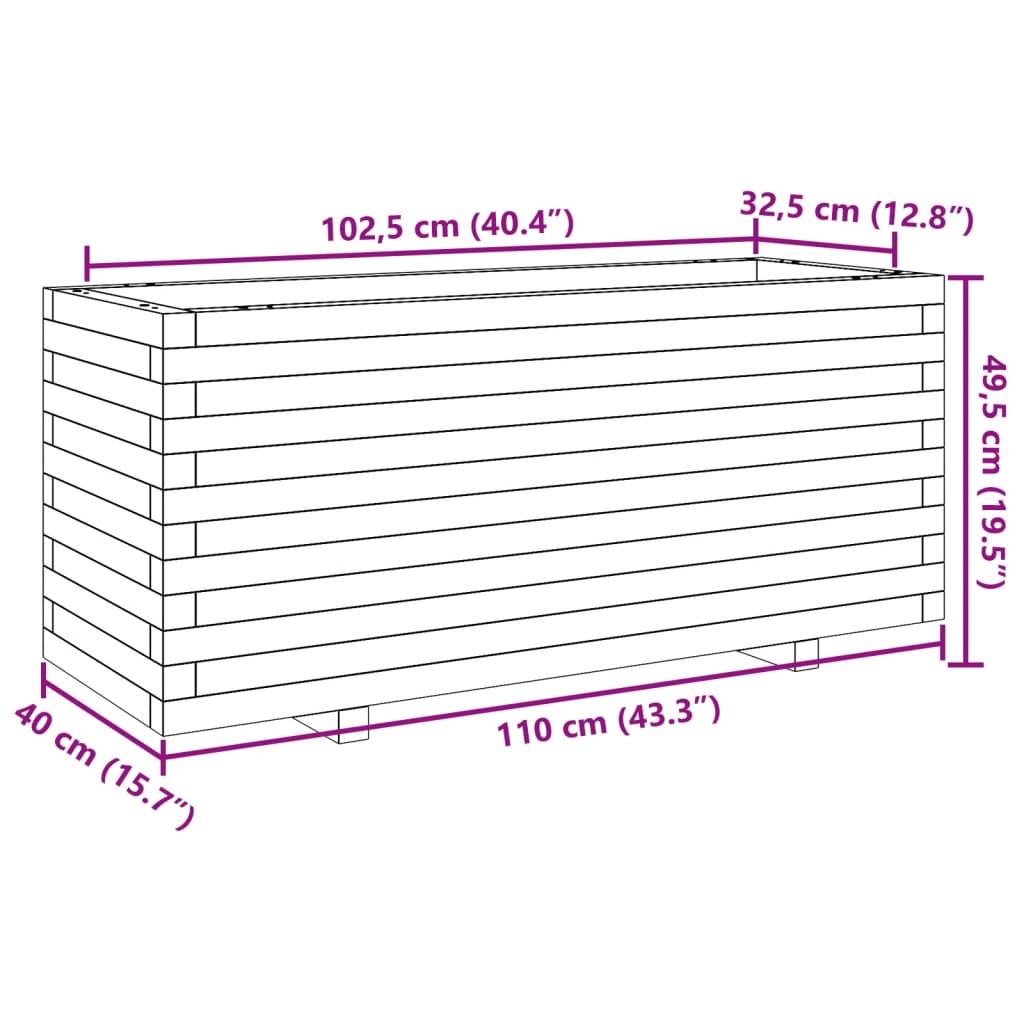 vidaXL Pflanzkübel 110x40x49,5 cm Kiefernholz Imprägniert