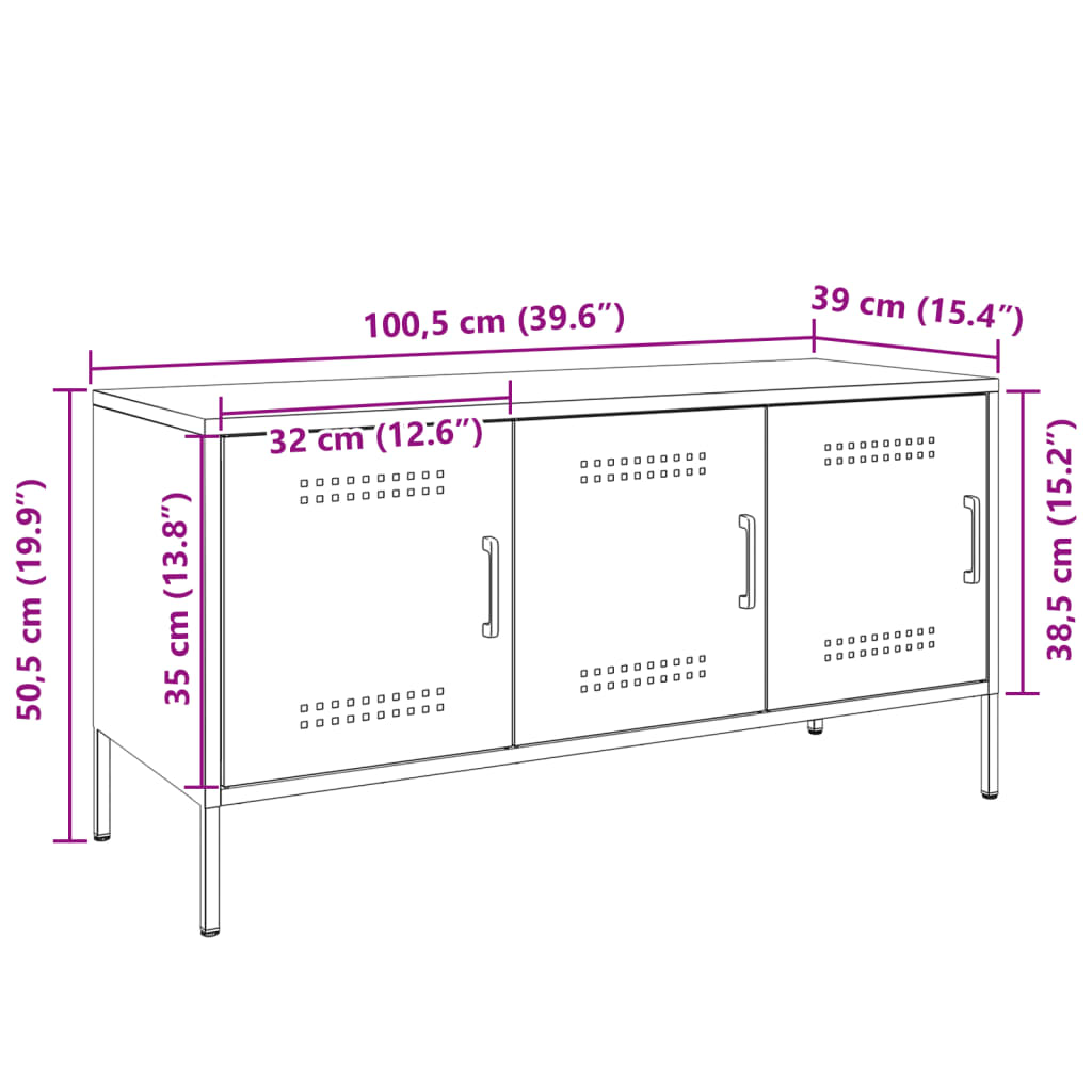 vidaXL TV-Schrank Senfgelb 100,5x39x50,5 cm Stahl