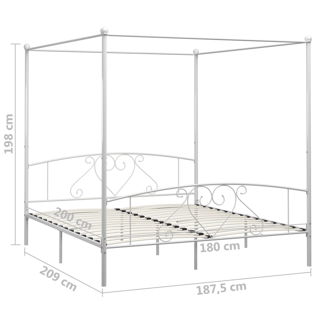 vidaXL Himmelbett-Gestell Weiß Metall 180 x 200 cm