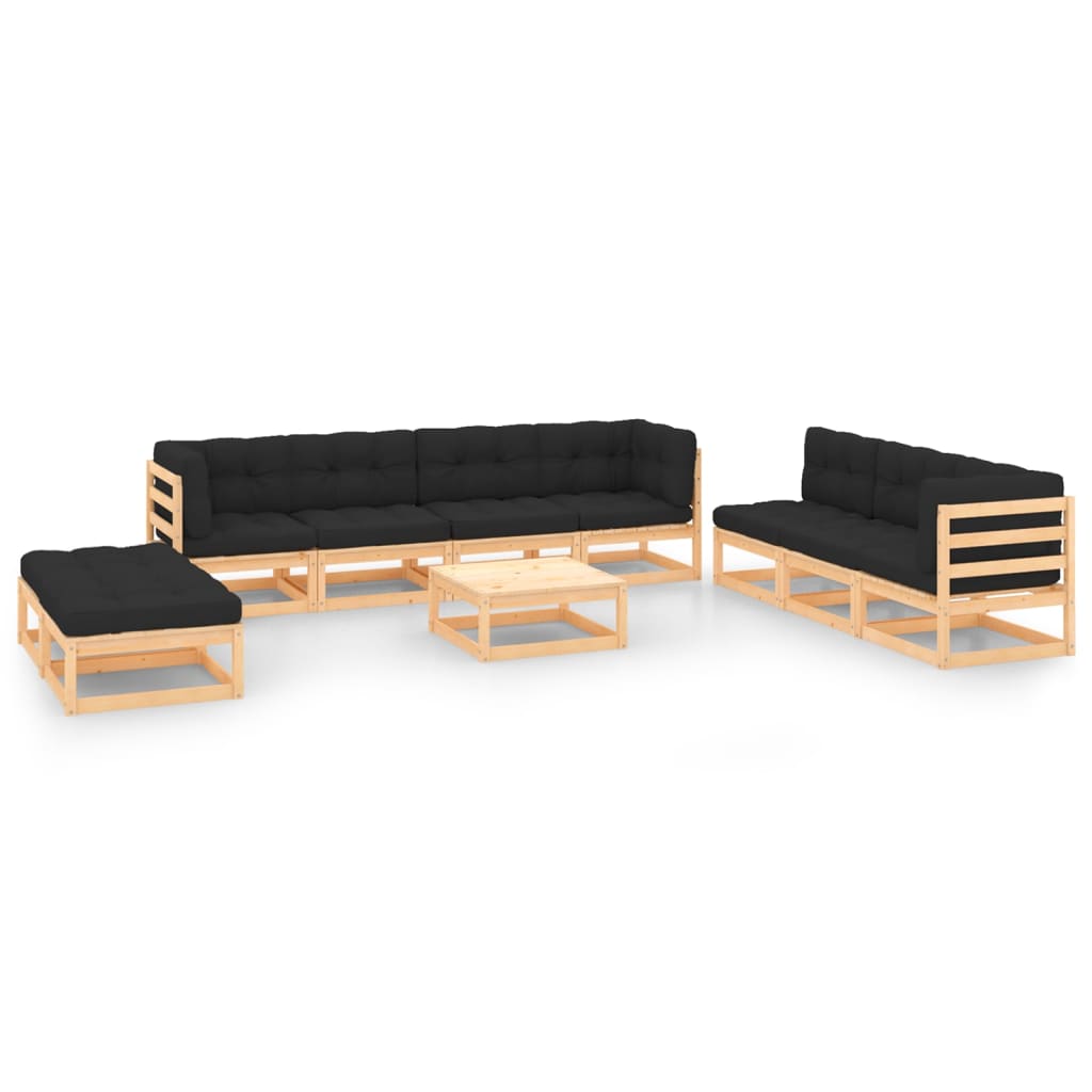 vidaXL 10-tlg. Garten-Lounge-Set mit Kissen Massivholz Kiefer