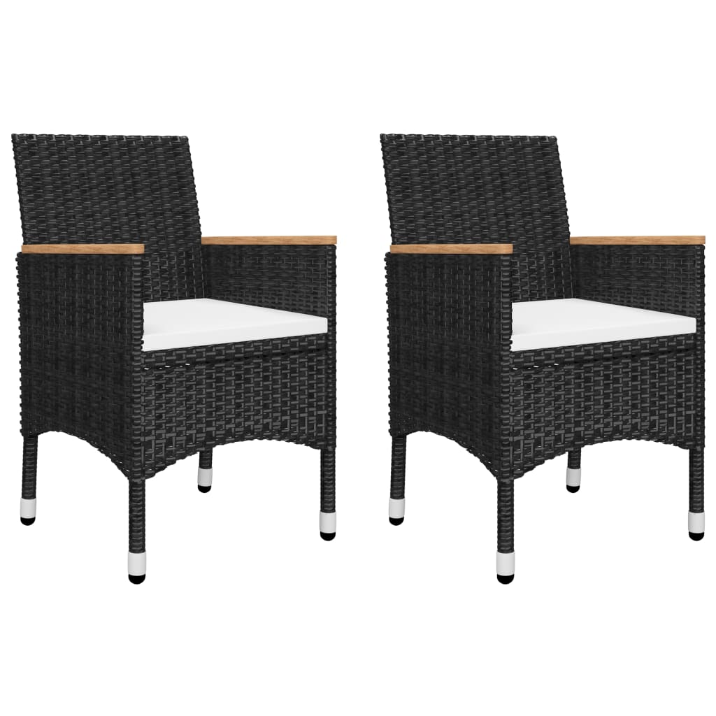 vidaXL 3-tlg. Bistro-Set Poly Rattan und Akazienholz Schwarz