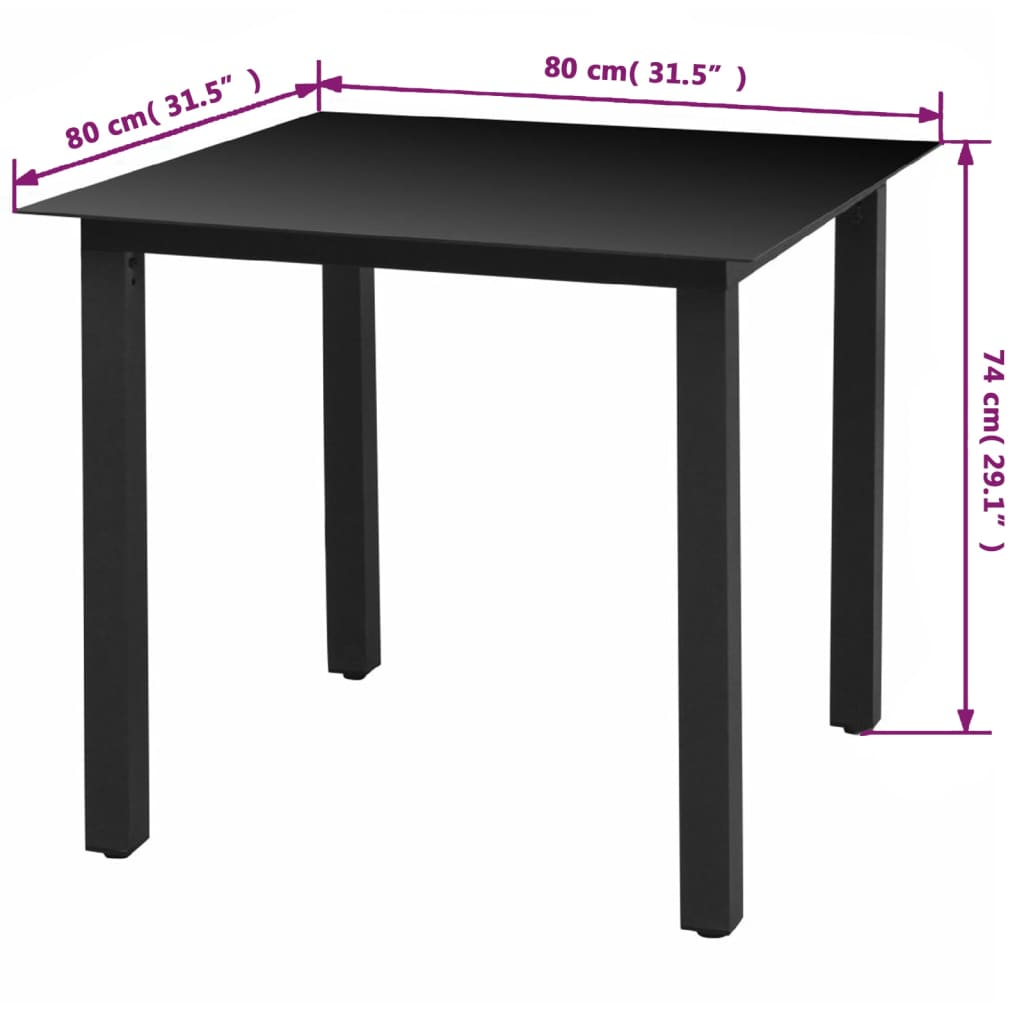 vidaXL 3-tlg. Garten-Essgruppe mit Kissen Poly Rattan Schwarz