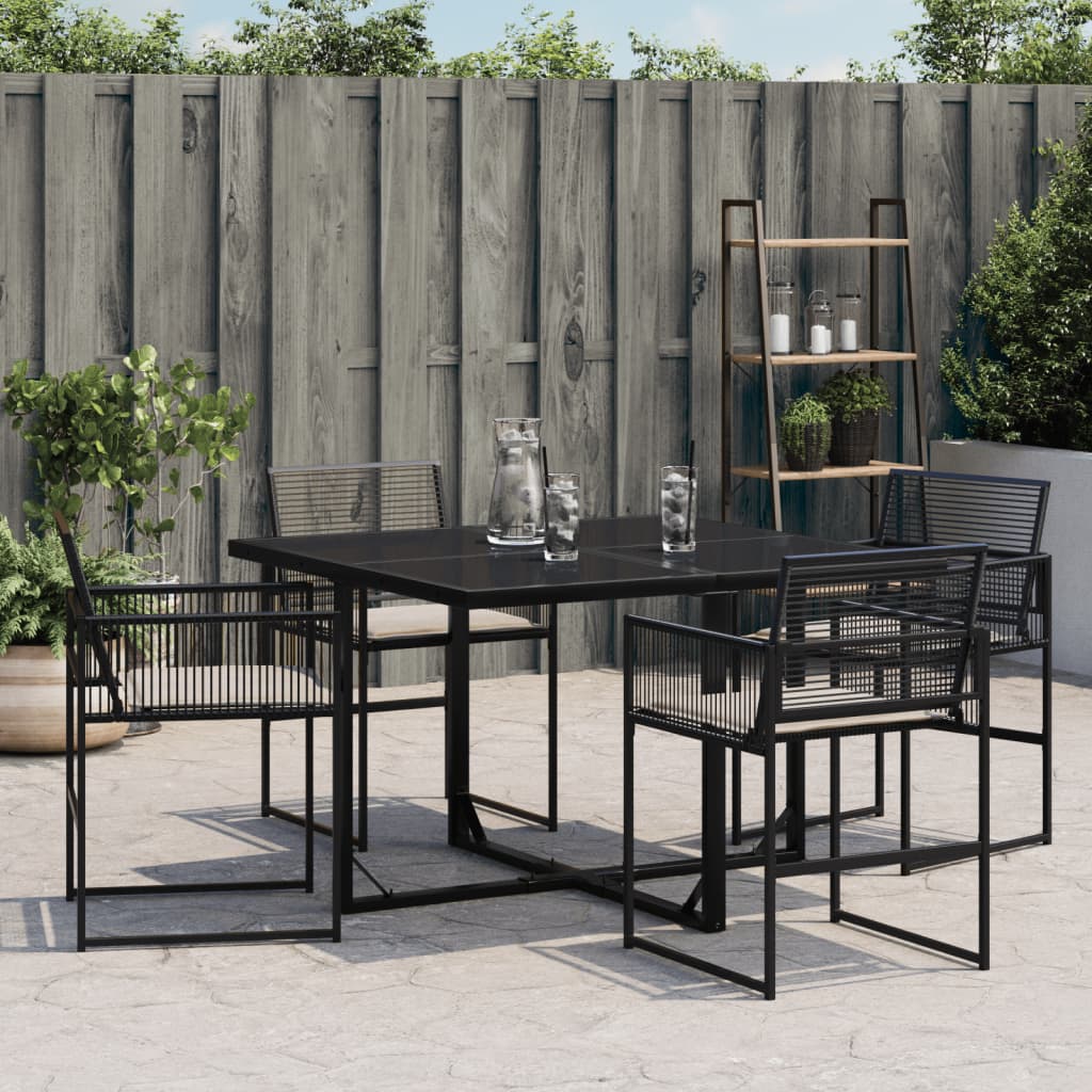 vidaXL Gartenstühle mit Kissen 4 Stk. Schwarz Poly Rattan