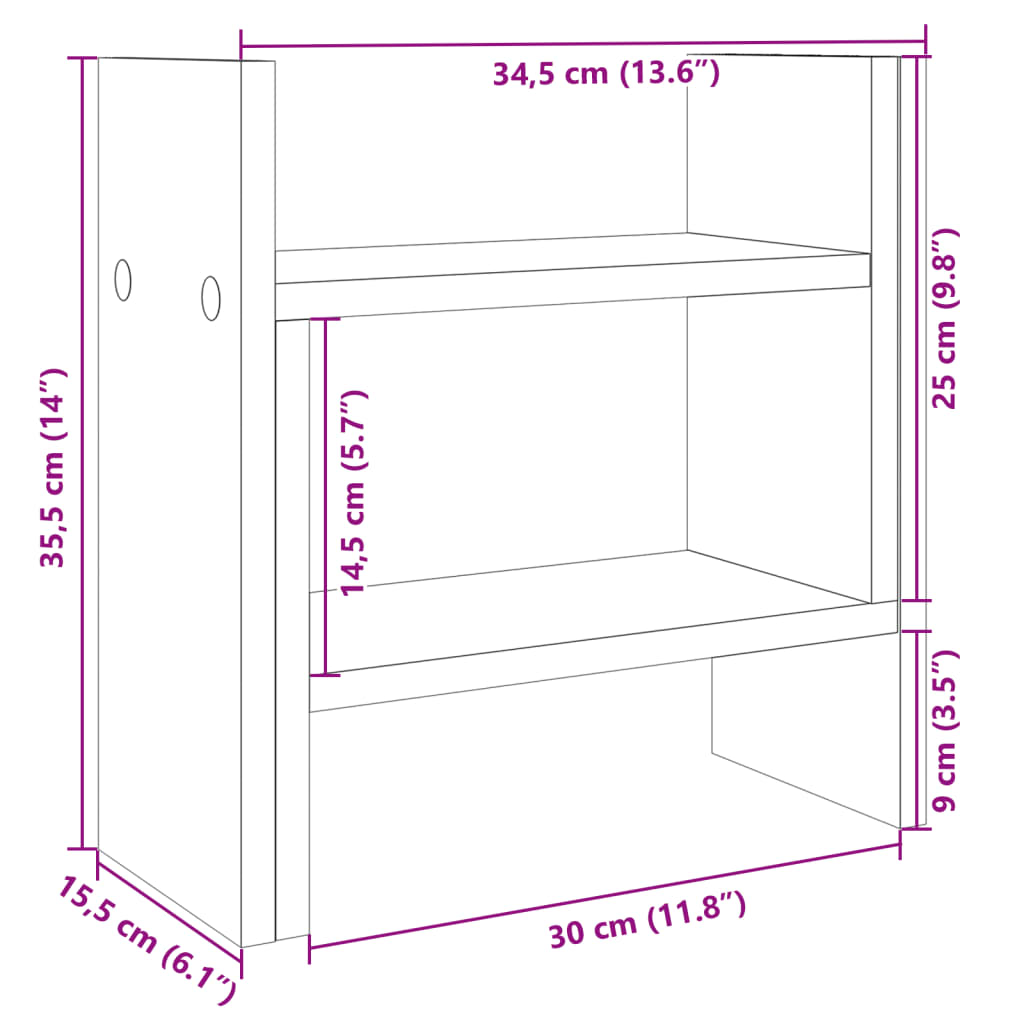 vidaXL Schreibtisch-Organizer Betongrau 34,5x15,5x35,5 Holzwerkstoff