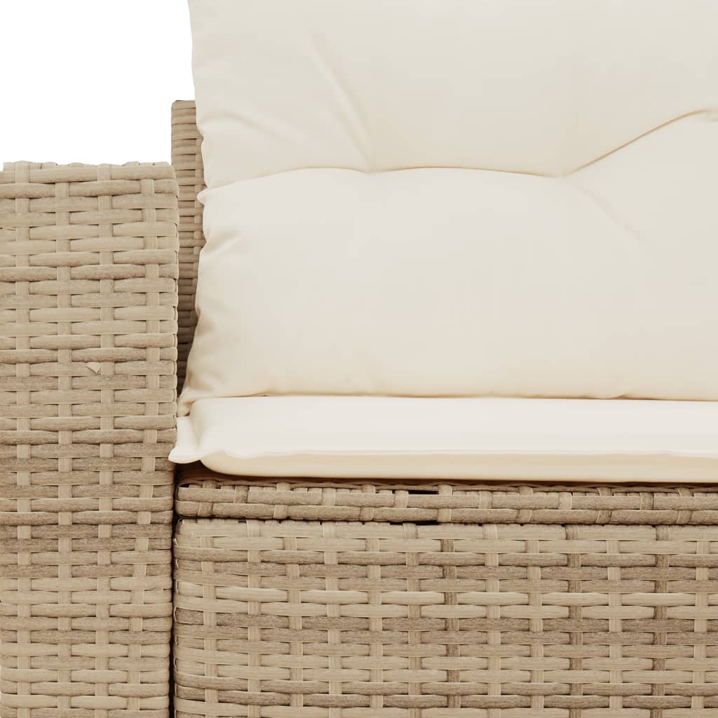 vidaXL Gartensofa mit Kissen 2-Sitzer Beige Poly Rattan