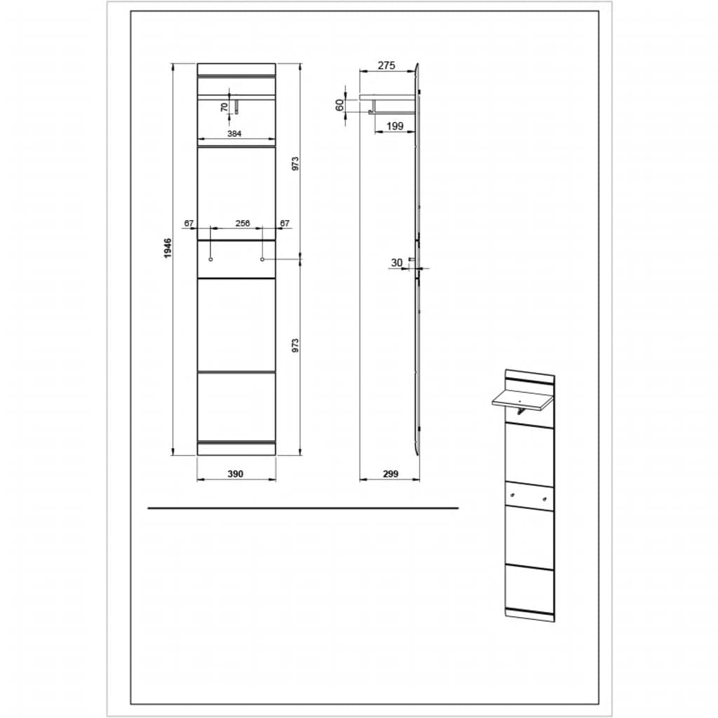 Germania Garderobe Malou 39 x 29,9 x 19,46 cm Nelson-Eiche und Weiß