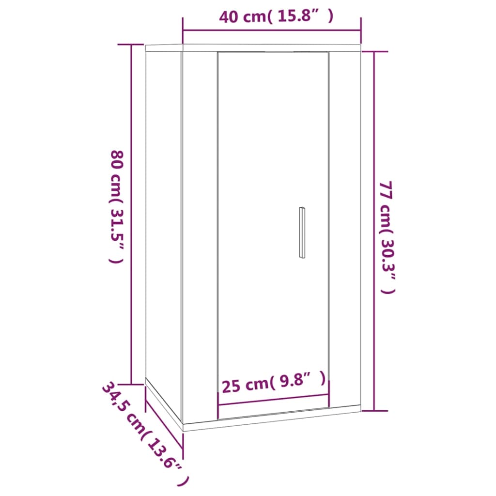 vidaXL TV-Wandschrank Räuchereiche 40x34,5x80 cm