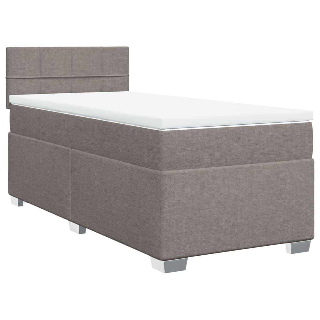 vidaXL Boxspringbett mit Matratze Taupe 100x200 cm Stoff