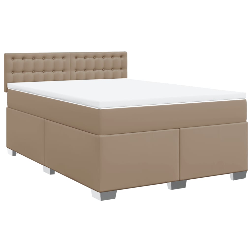 vidaXL Boxspringbett Matratze Cappuccino-Braun 140x200cm Kunstleder