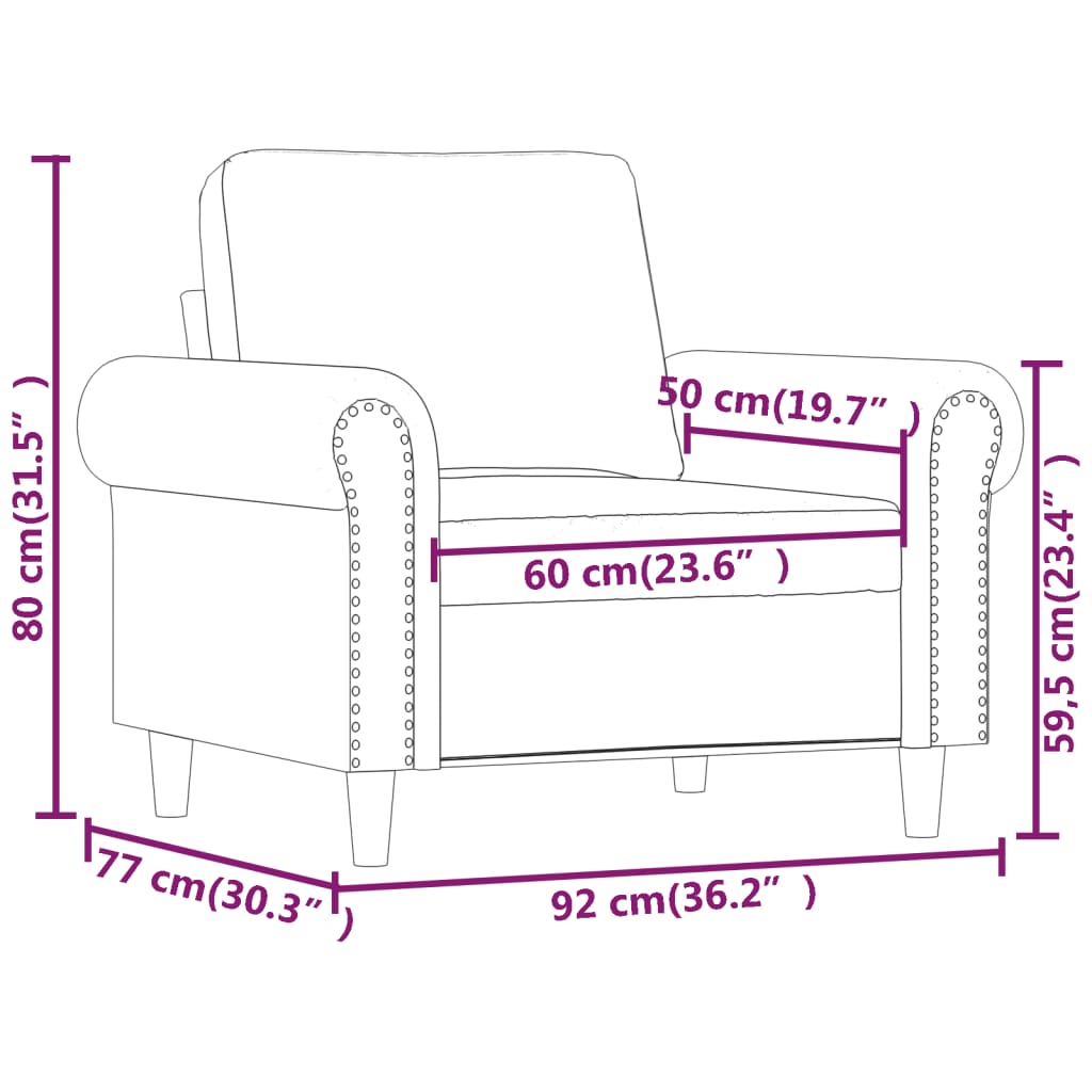 vidaXL Sessel Dunkelgrau 60 cm Samt