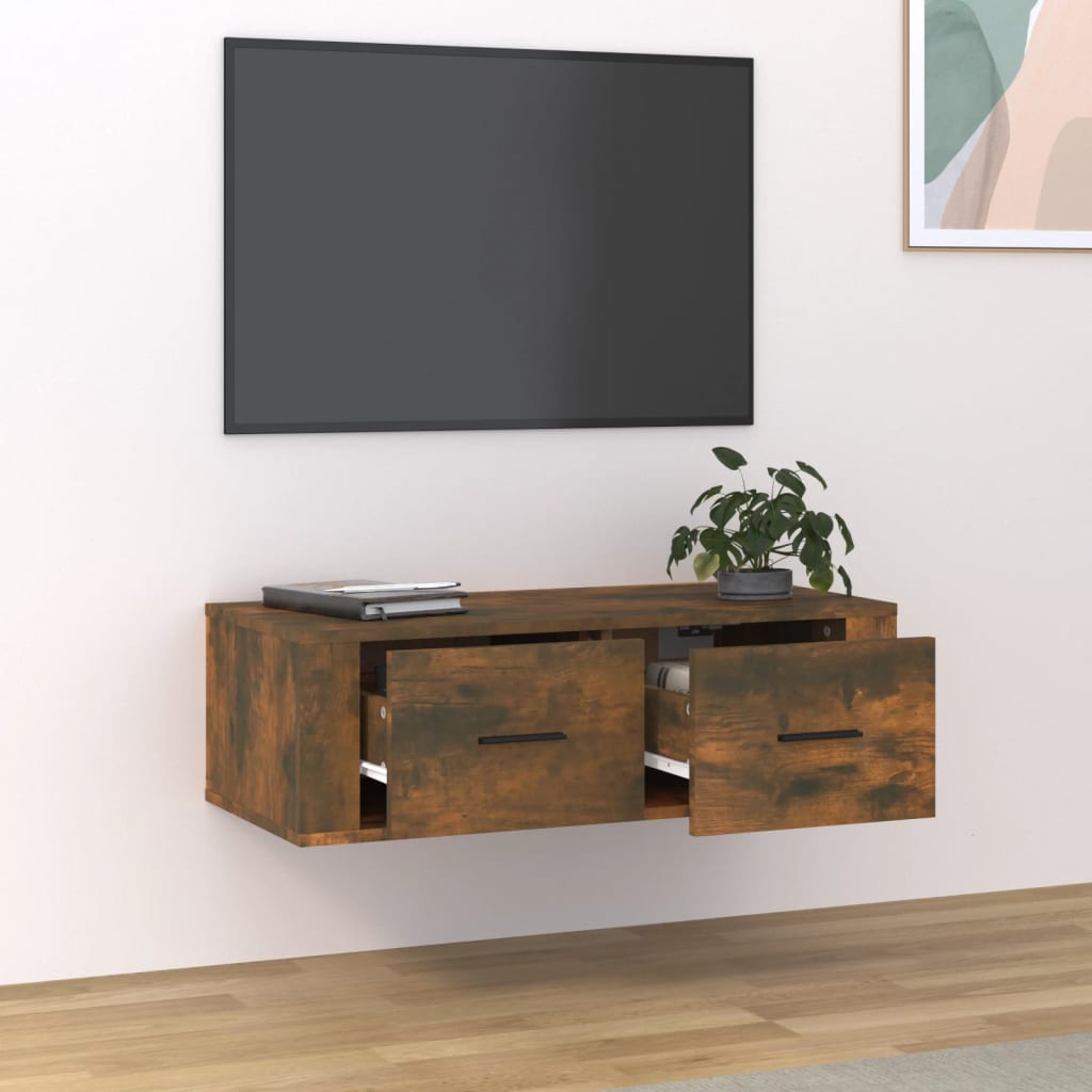 vidaXL TV-Wandschrank Räuchereiche 80x36x25 cm Holzwerkstoff