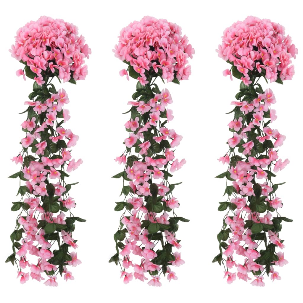 vidaXL Weihnachtskränze Blumen 3 Stk. Rosa 85 cm