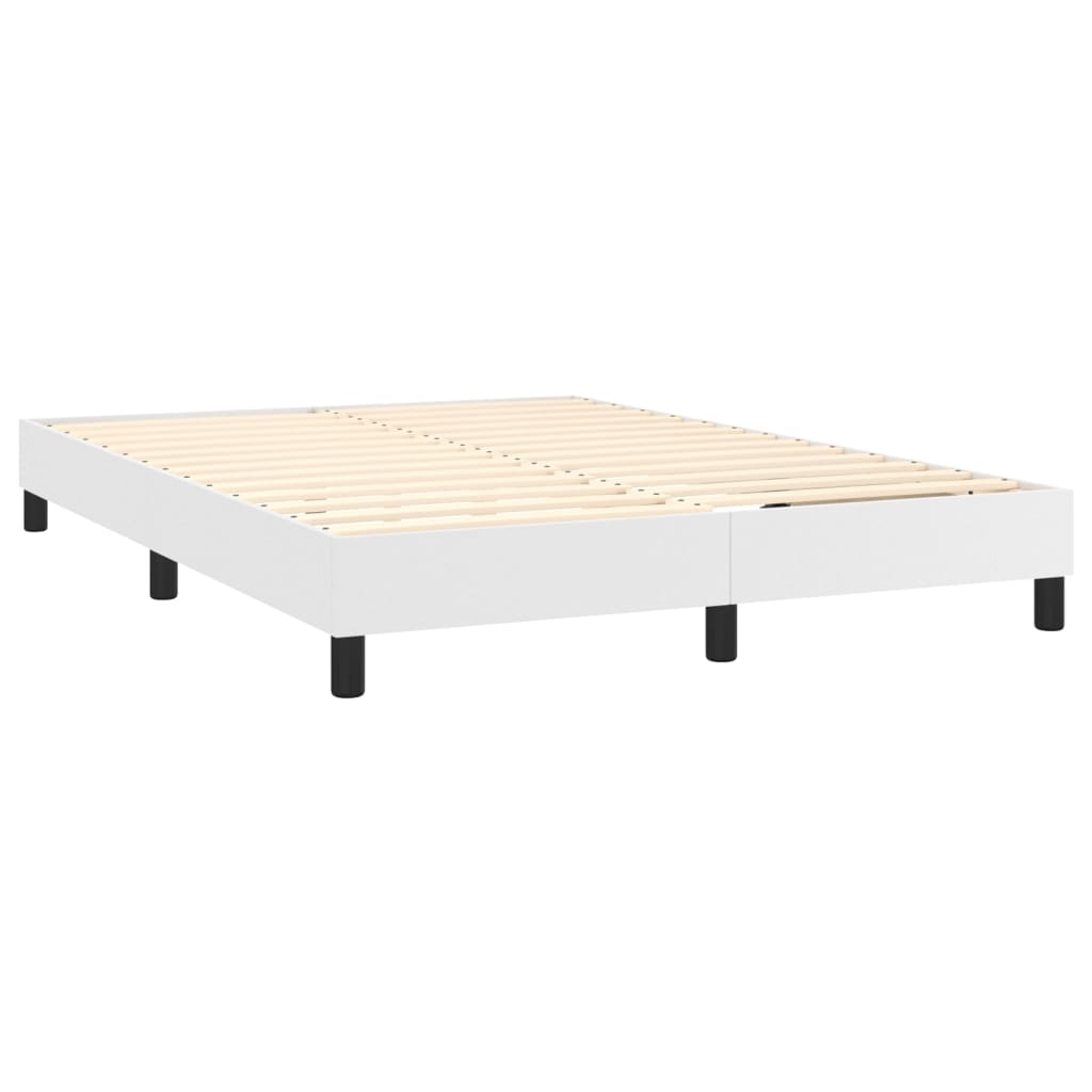 vidaXL Boxspringbett mit Matratze & LED Weiß 140x200 cm Kunstleder