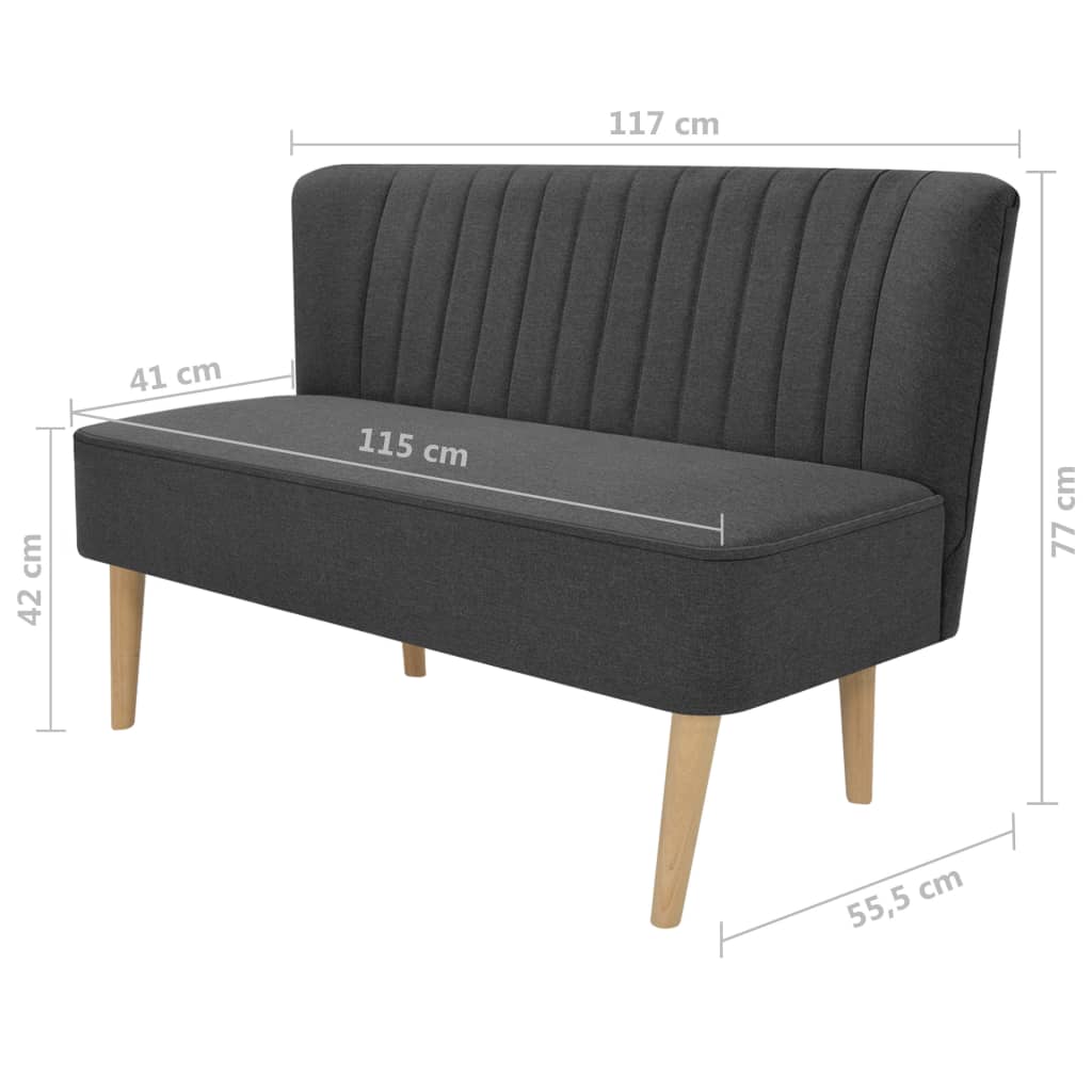 vidaXL Sofa Stoff 117x55,5x77 cm Dunkelgrau