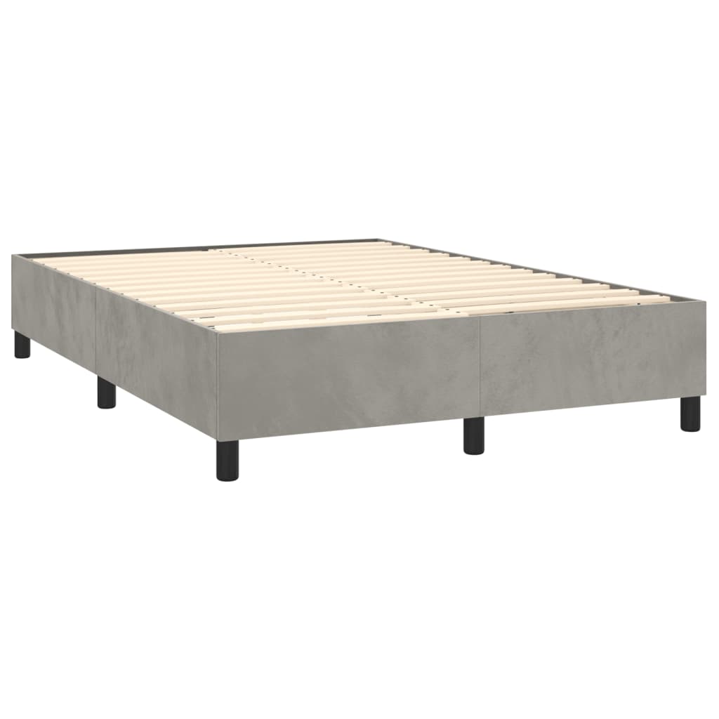 vidaXL Boxspringbett mit Matratze Hellgrau 140x190 cm Samt