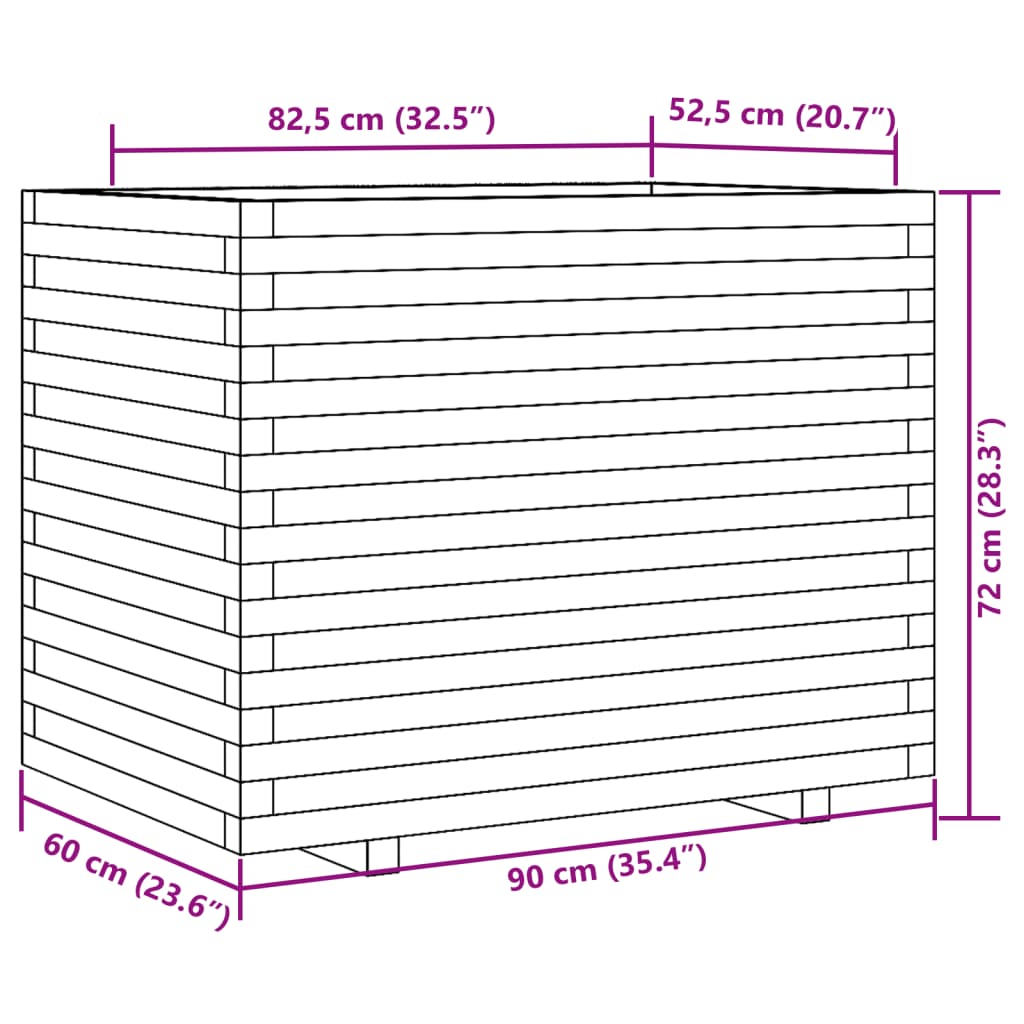 vidaXL Pflanzkübel 90x60x72 cm Kiefernholz Imprägniert