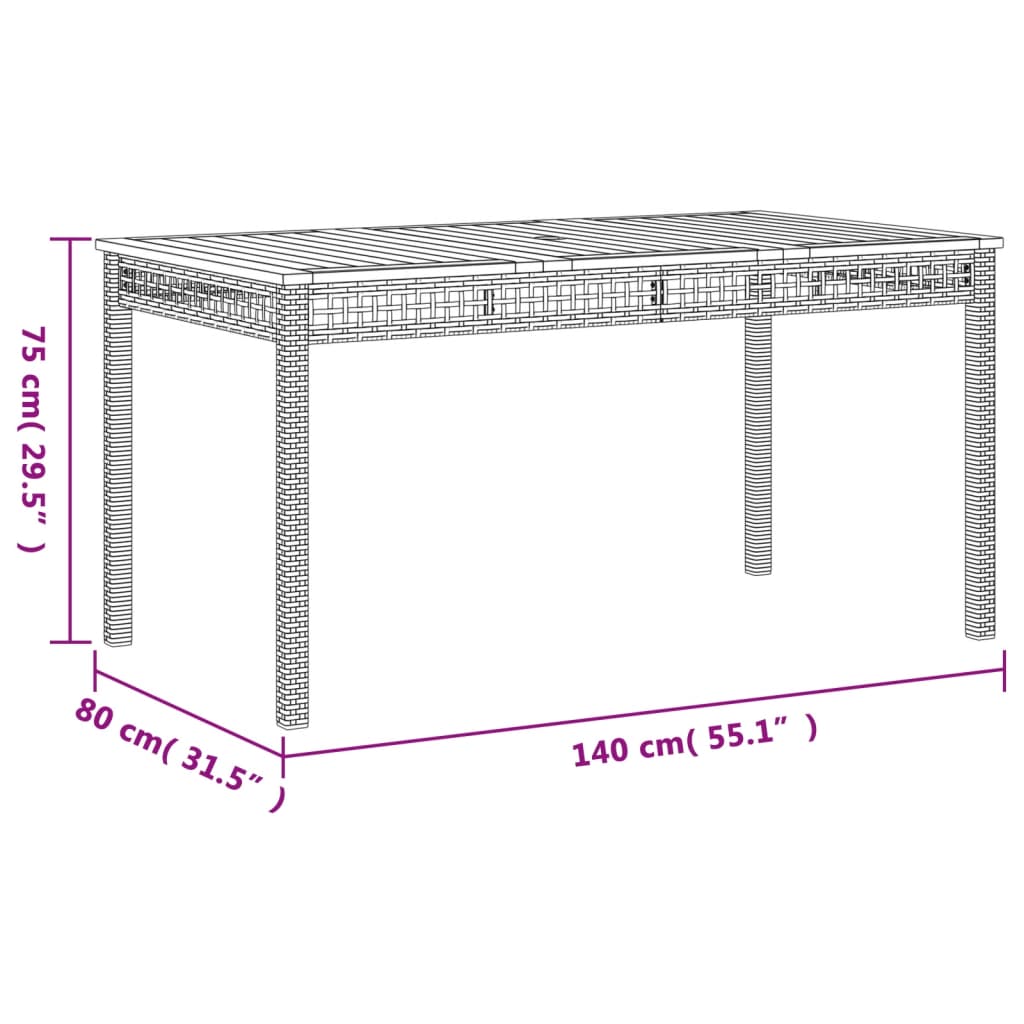 vidaXL 3-tlg. Garten-Essgruppe mit Kissen Schwarz Poly Rattan