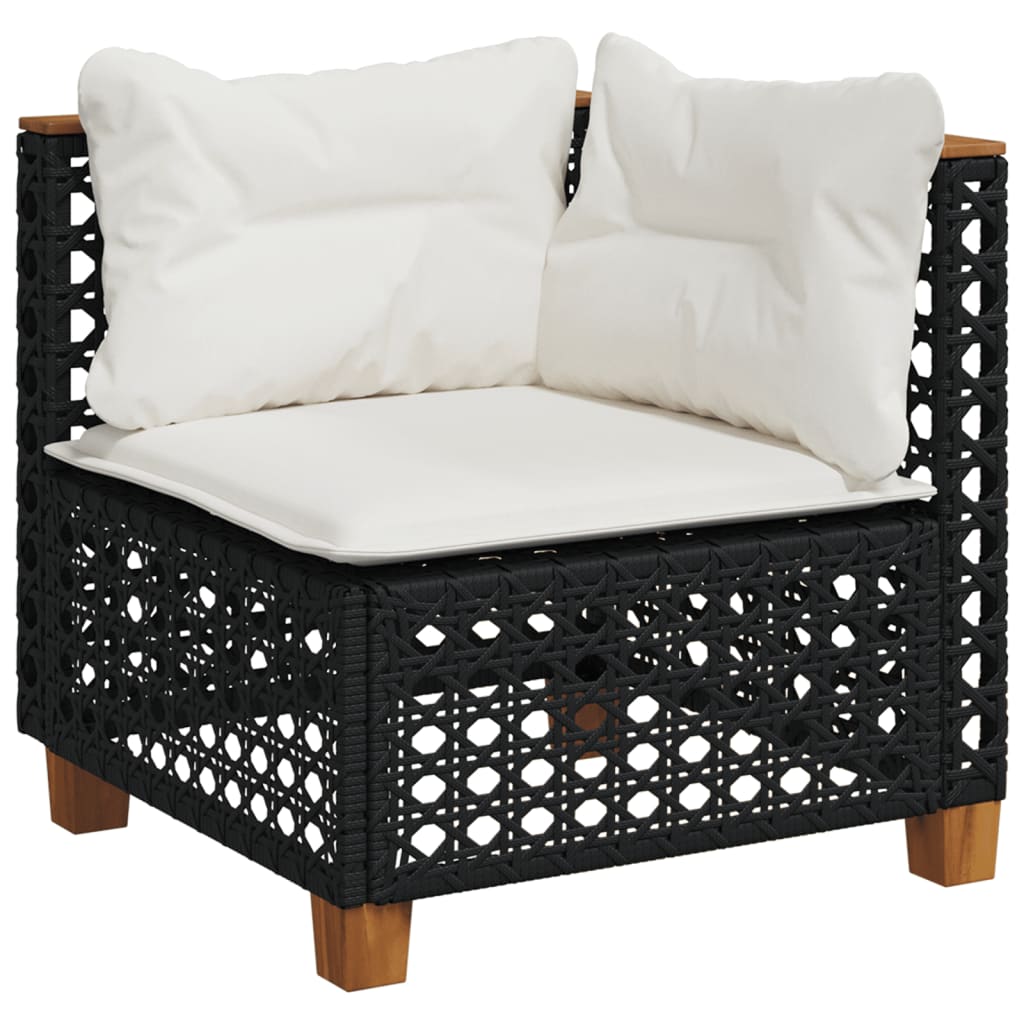 vidaXL 6-tlg. Garten-Sofagarnitur mit Kissen Schwarz Poly Rattan