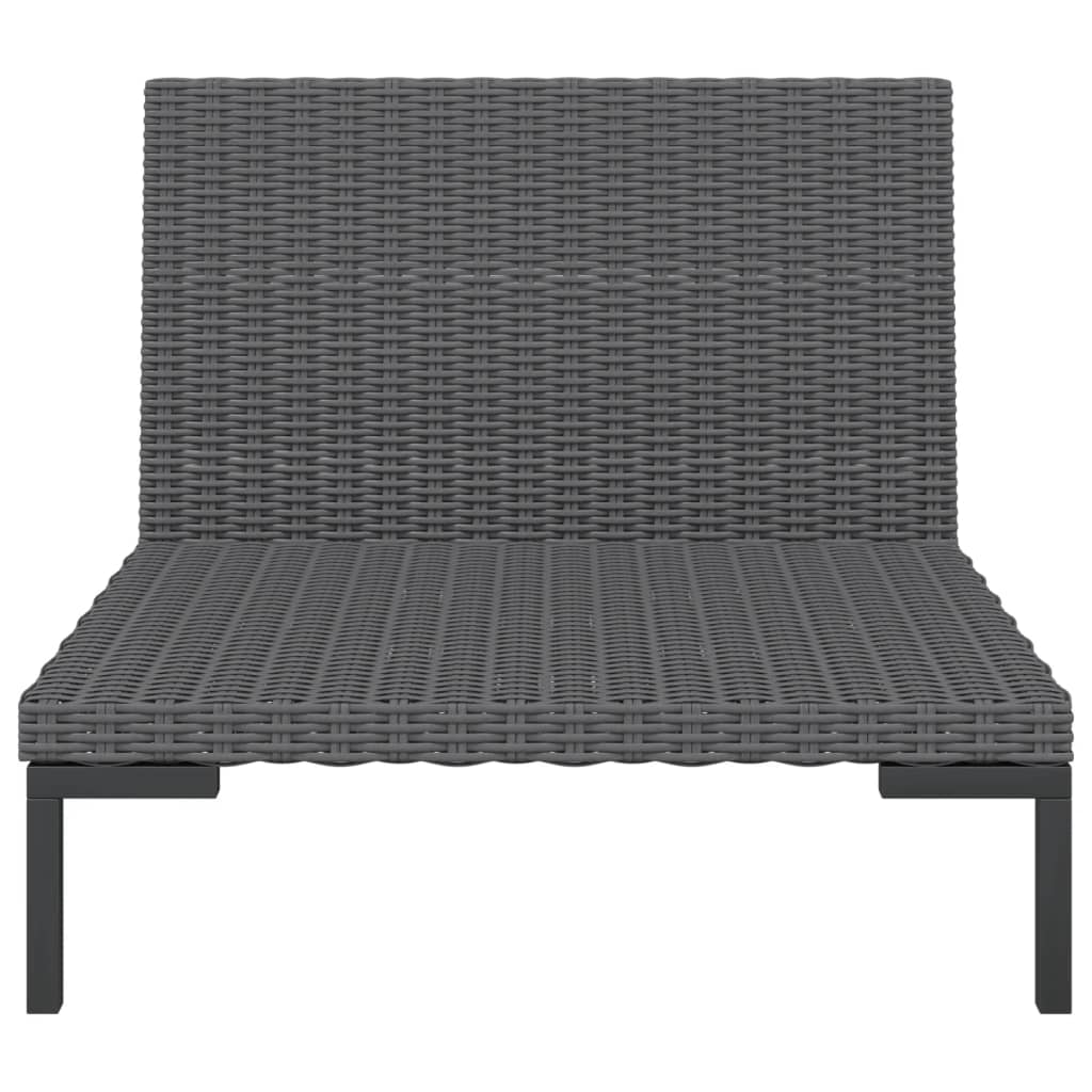 vidaXL 7-tlg. Garten-Lounge-Set mit Kissen Poly Rattan Dunkelgrau