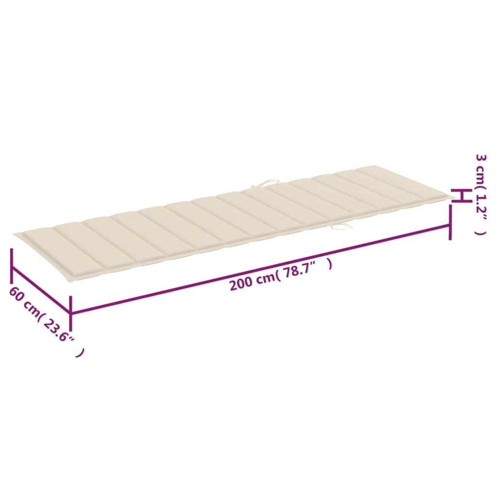 vidaXL Sonnenliegen 2 Stk. mit Tisch und Auflagen Massivholz Akazie