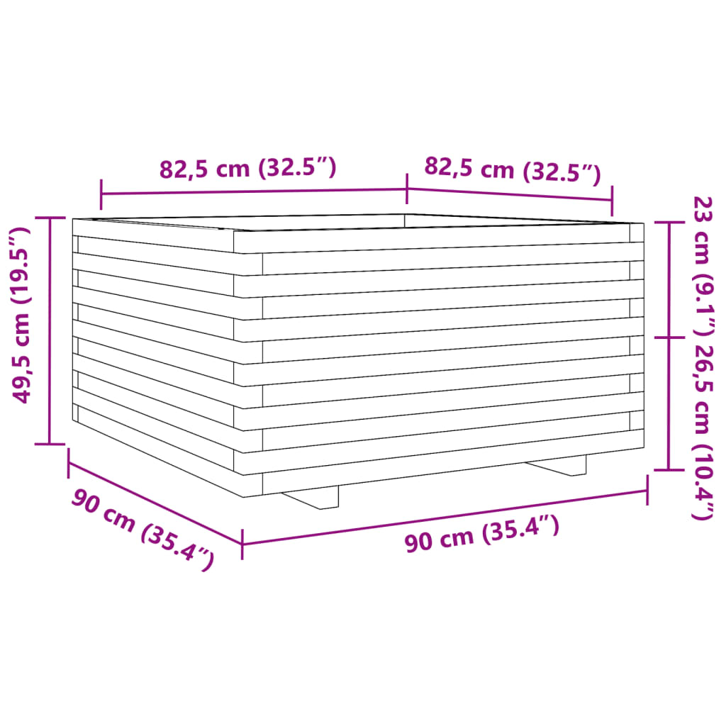 vidaXL Pflanzkübel 90x90x49,5 cm Kiefernholz Imprägniert