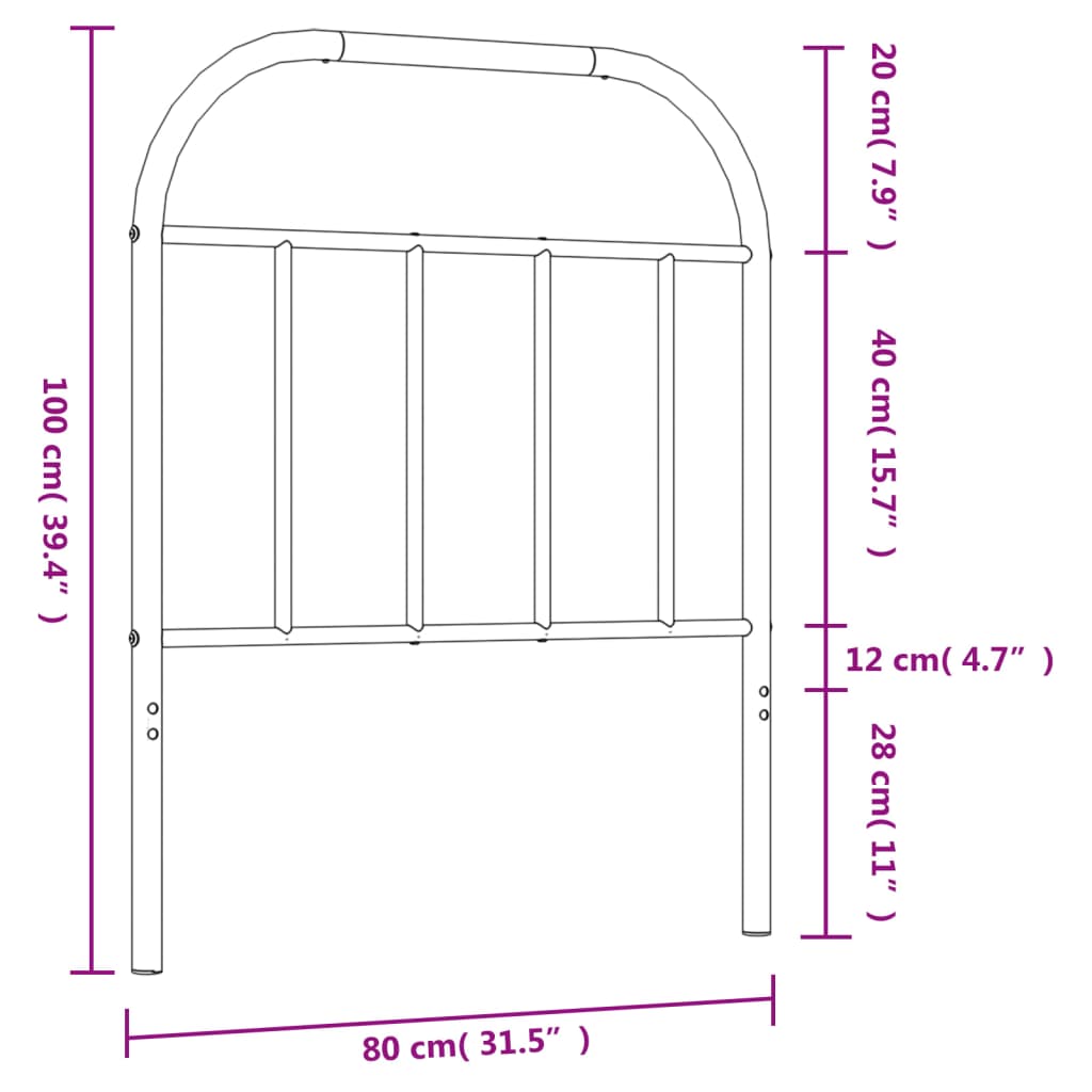 vidaXL Kopfteil Metall Schwarz 75 cm