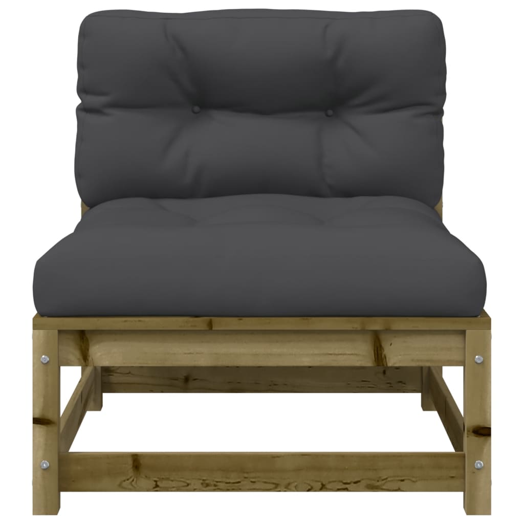 vidaXL Gartensofa ohne Armlehnen mit Kissen und Hocker