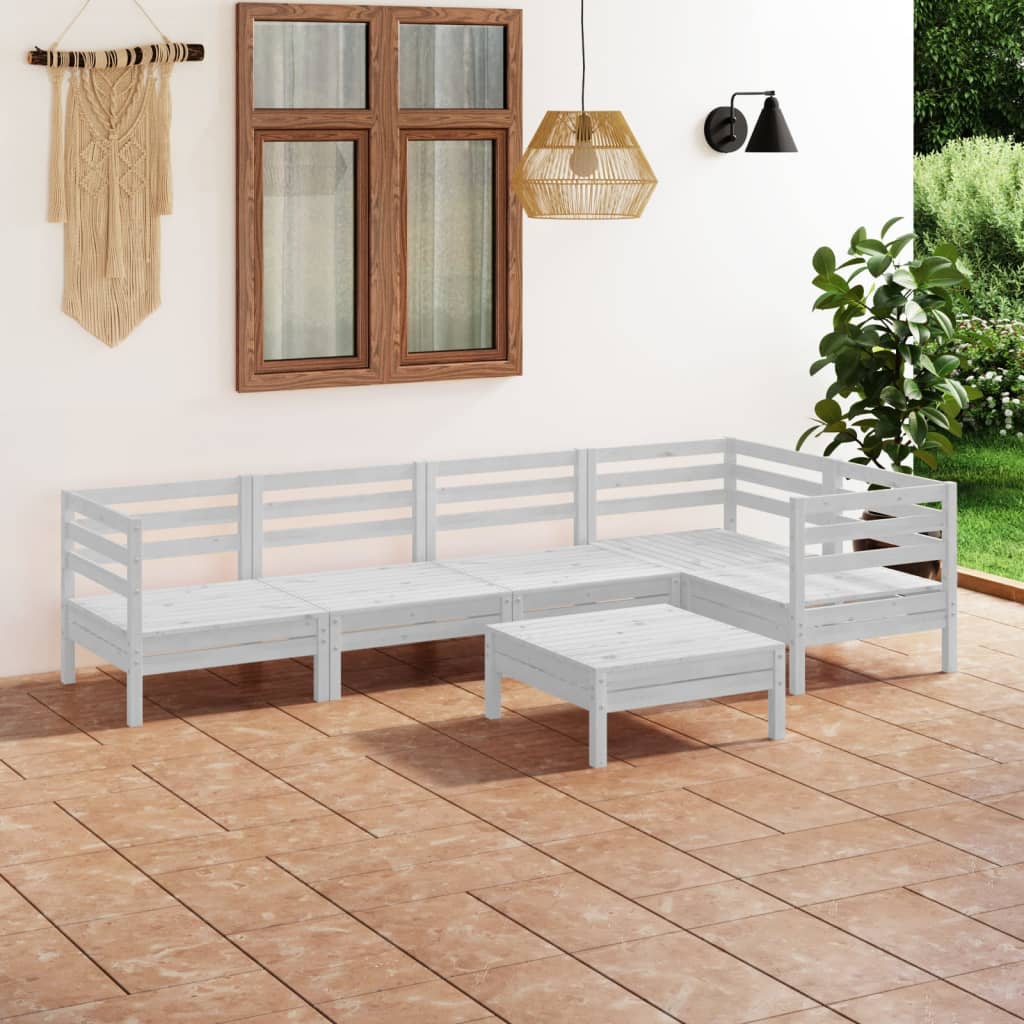 vidaXL 6-tlg. Garten-Lounge-Set Massivholz Kiefer Weiß