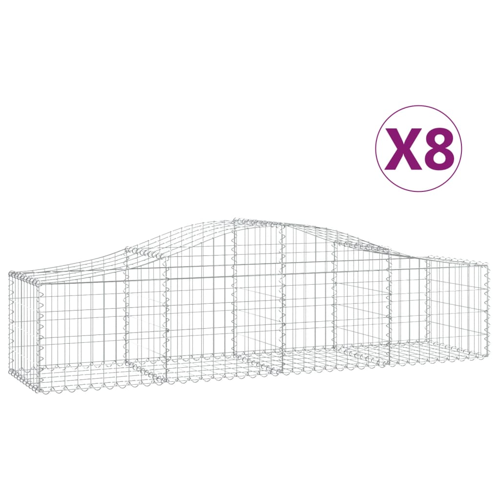 vidaXL Gabionen mit Hochbogen 8 Stk. 200x50x40/60 cm Verzinktes Eisen