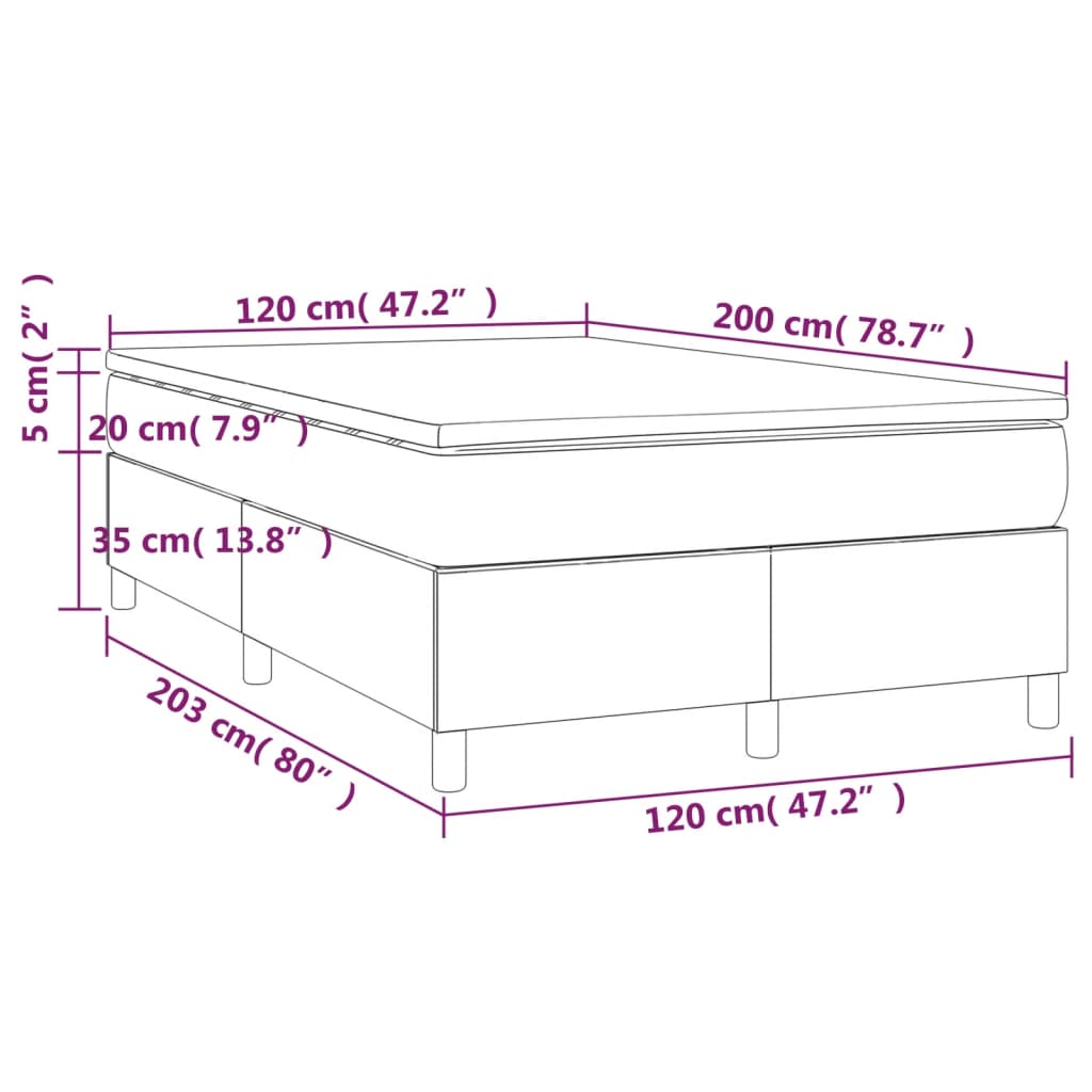 vidaXL Boxspringbett mit Matratze Creme 120x200 cm Stoff