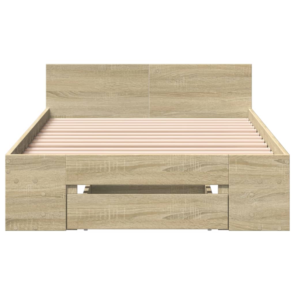 vidaXL Bettgestell mit Schublade Sonoma-Eiche 90x190 cm Holzwerkstoff