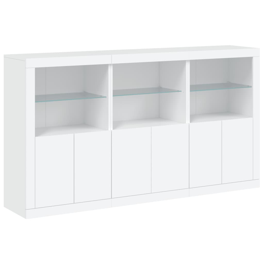 vidaXL Sideboard mit LED-Leuchten Weiß 181,5x37x100 cm