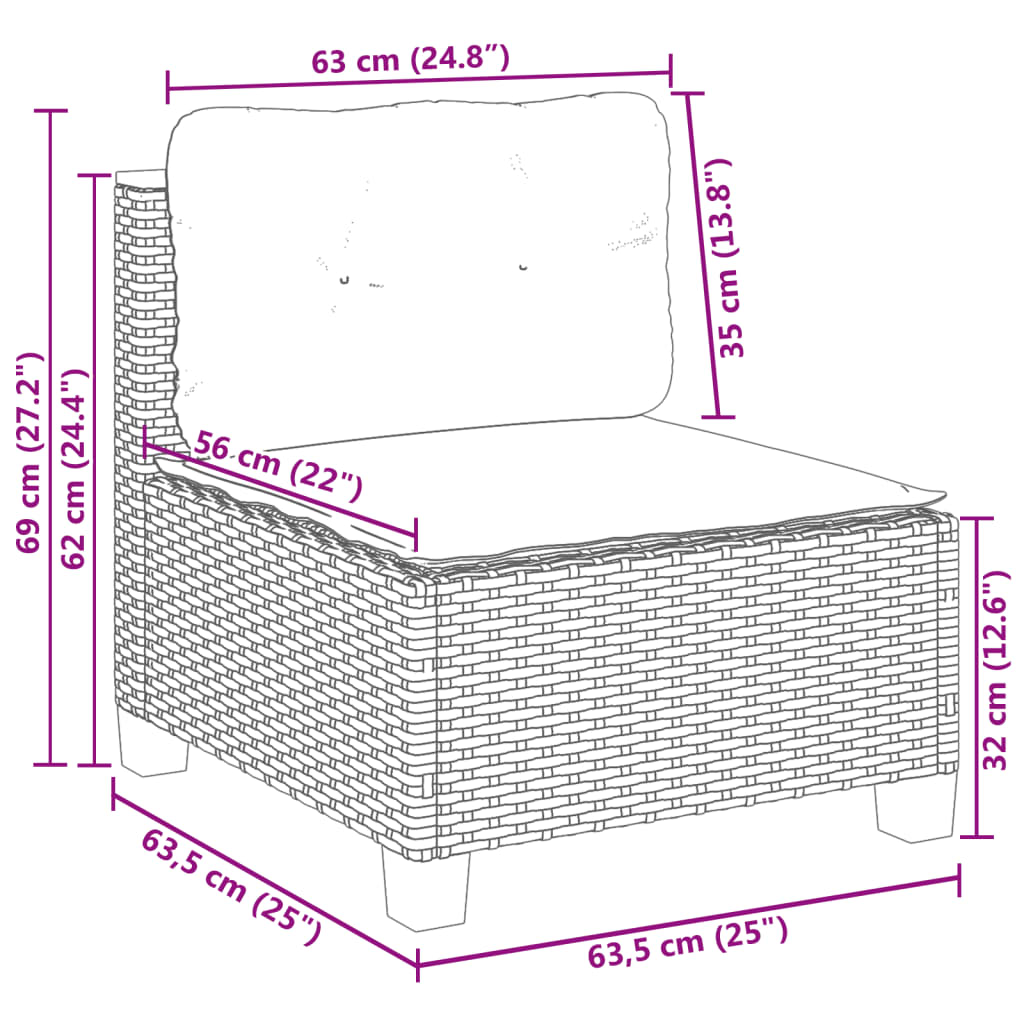 vidaXL 9-tlg. Garten-Sofagarnitur mit Kissen Grau Poly Rattan