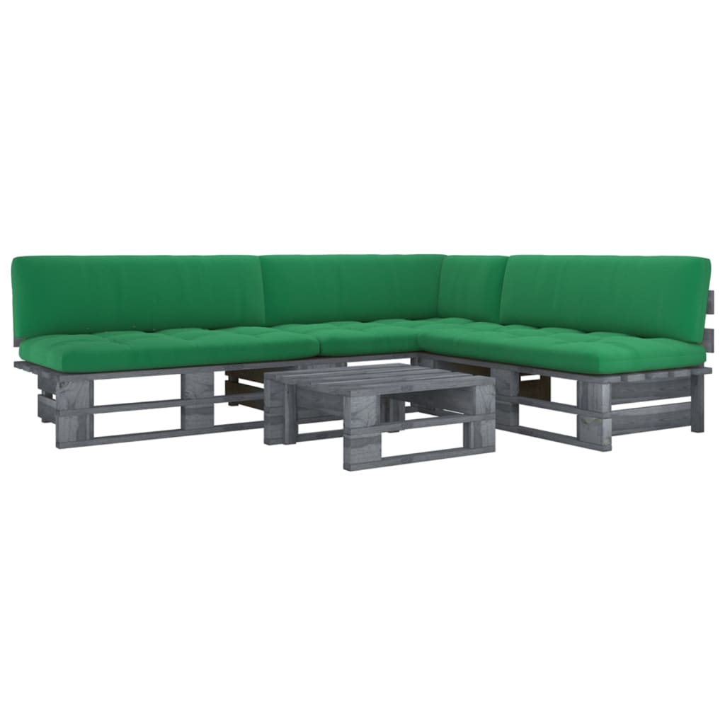 vidaXL 4-tlg. Paletten-Lounge-Set Grau Imprägniertes Kiefernholz