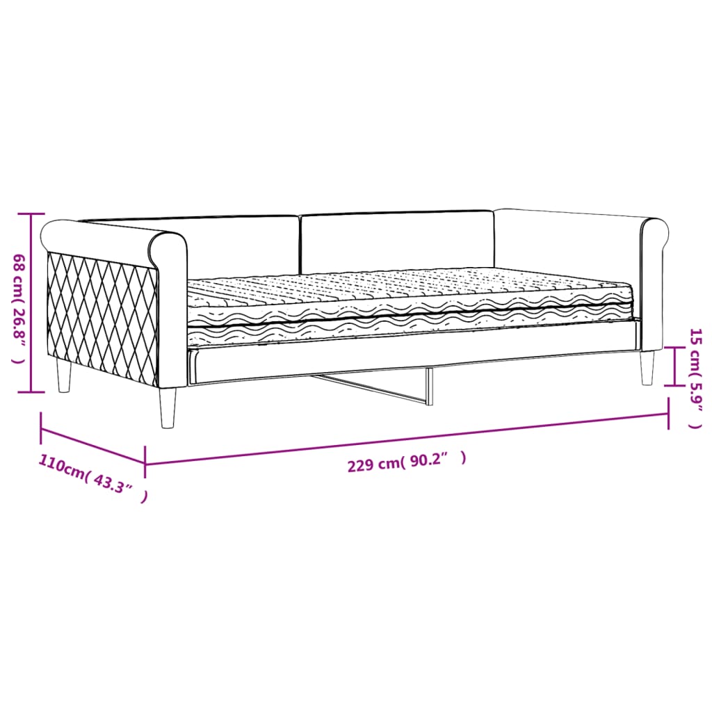 vidaXL Tagesbett mit Matratze Gelb 100x200 cm Samt