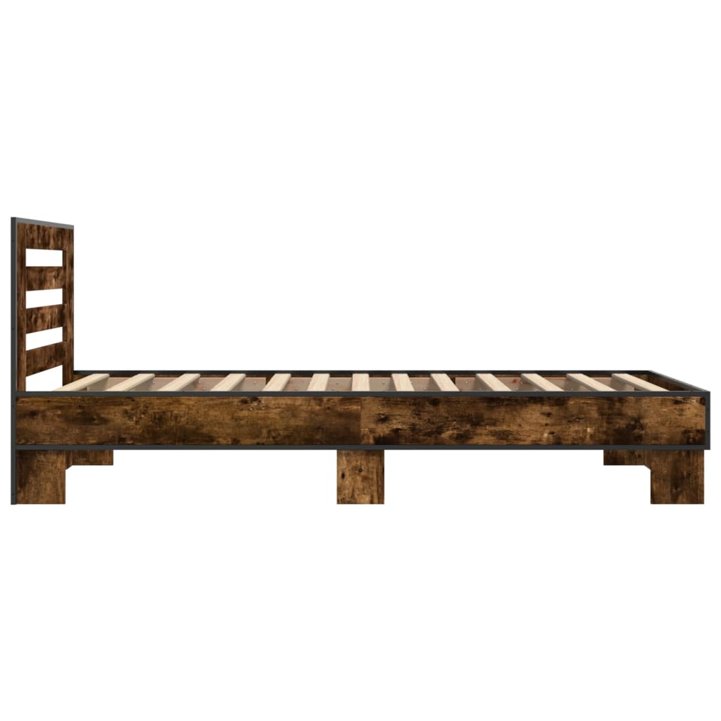 vidaXL Bettgestell Räuchereiche 90x190 cm Holzwerkstoff und Metall