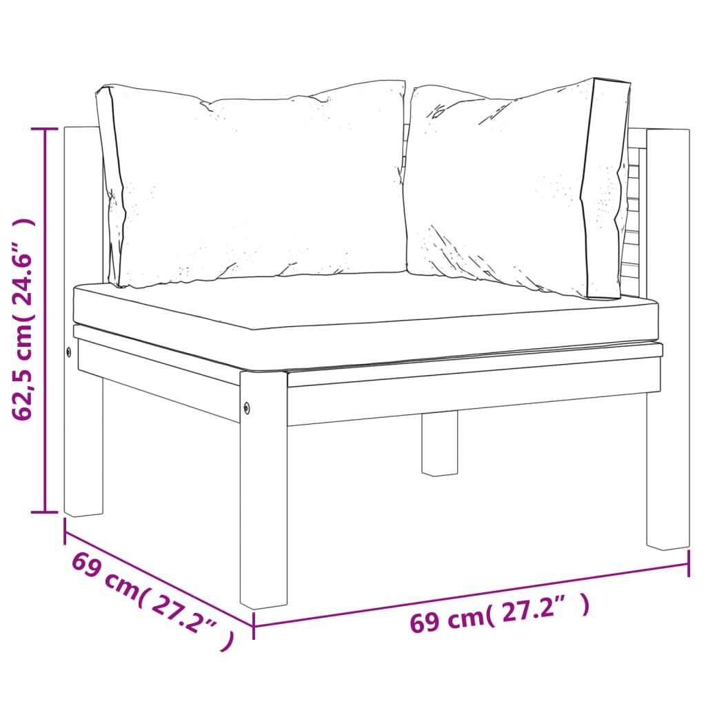 vidaXL 7-tlg. Garten-Lounge-Set mit Creme Kissen Massivholz Akazie