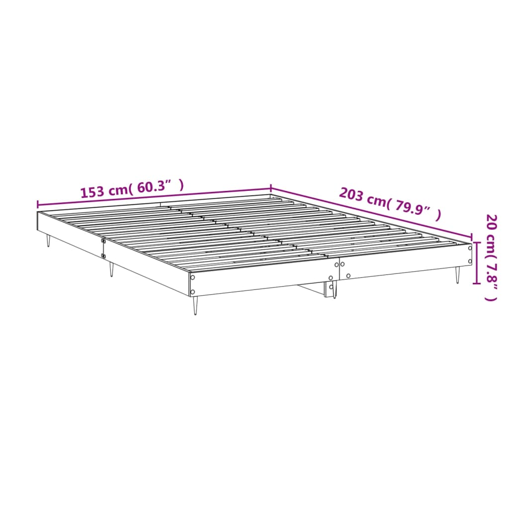 vidaXL Bettgestell ohne Matratze Braun Eiche 150x200 cm Holzwerkstoff