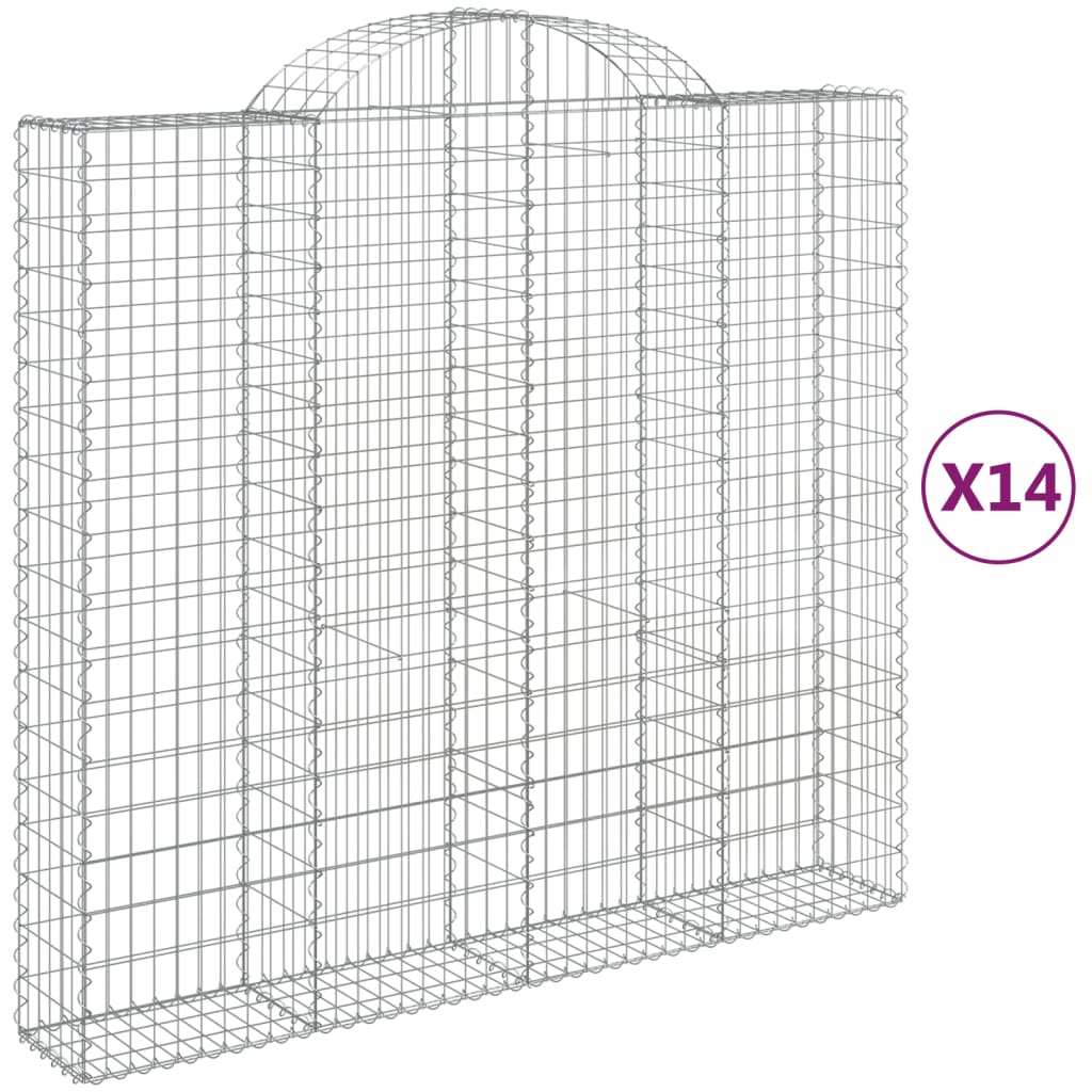 vidaXL Gabionen mit Hochbogen 14Stk. 200x50x180/200cm Verzinktes Eisen