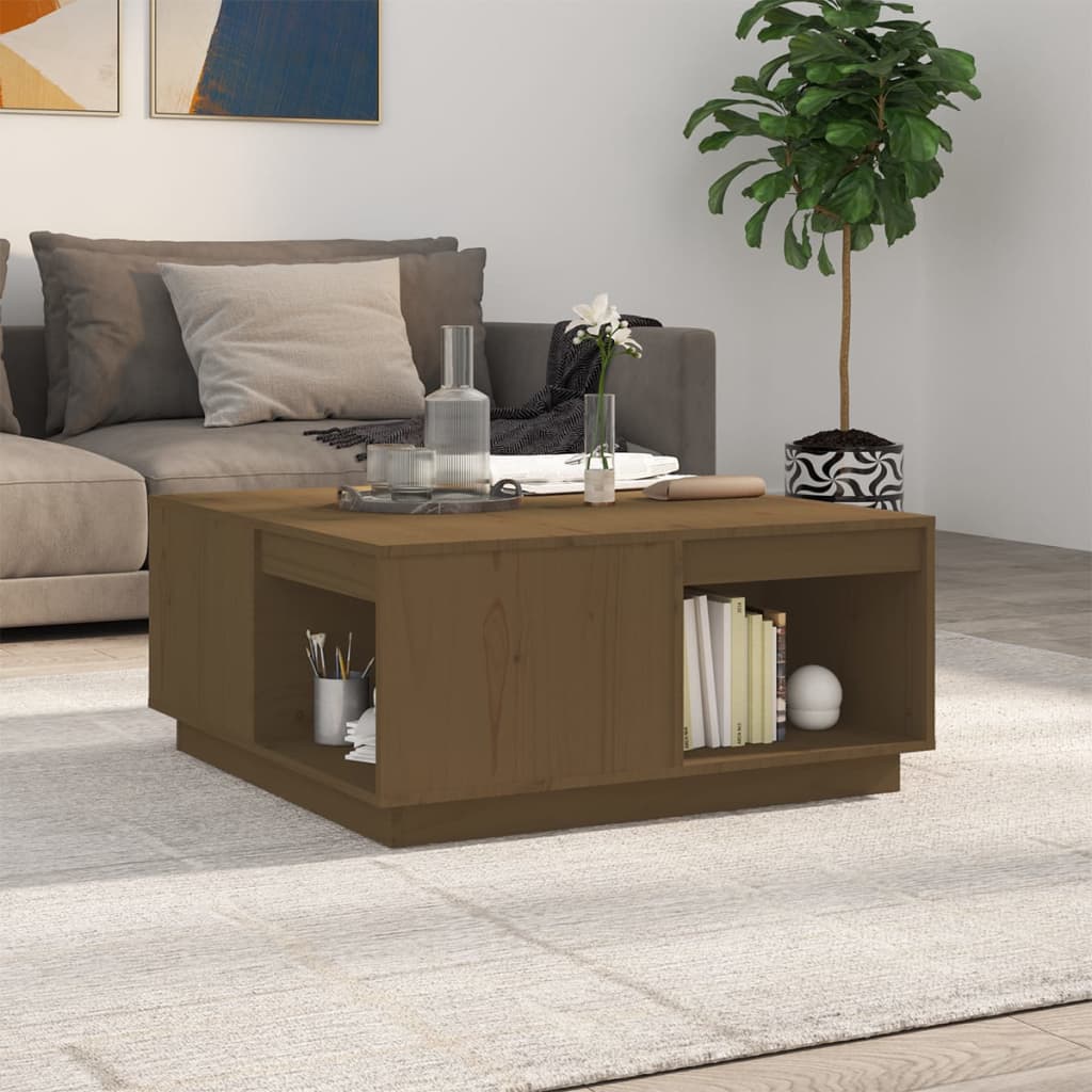 vidaXL Couchtisch Honigbraun 80x81x36,5 cm Massivholz Kiefer